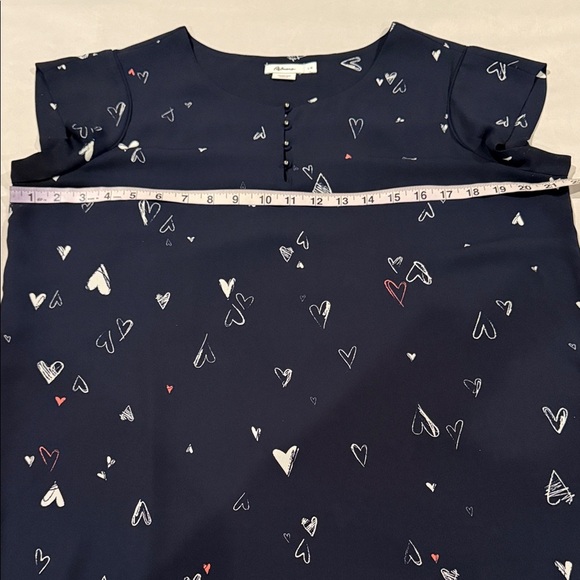 Reitmans Blouse Navy Heart Print Women's Top Size L - Picture 7 of 11